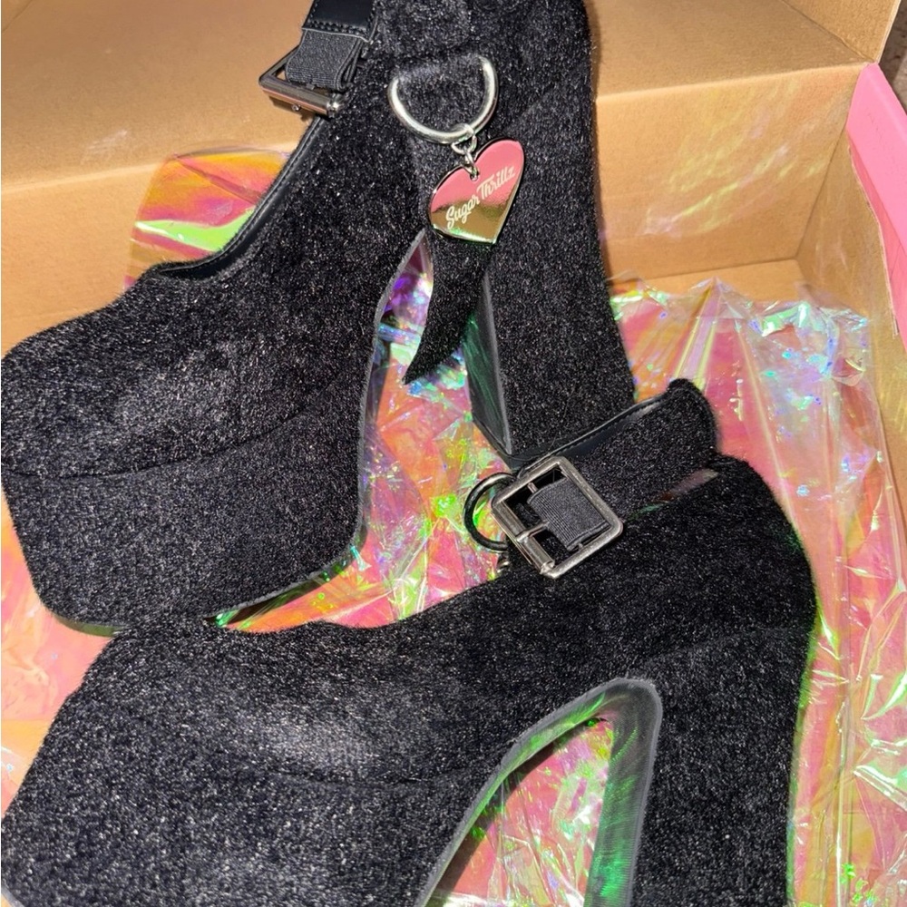Sugar Thrillz Black Feline Good Platform Heels